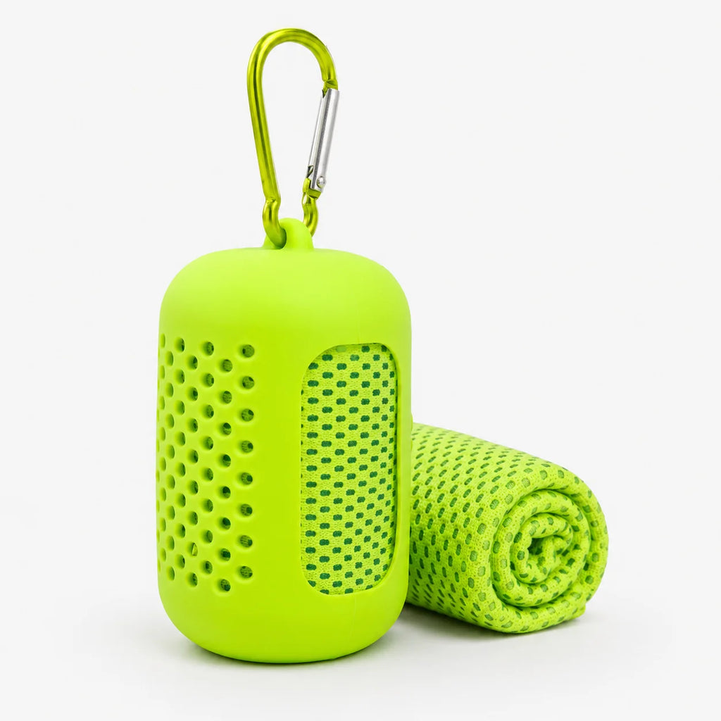 1PC Mini Cooling Towel in Silicone Case Portable Sports Gym Towel Quick Dry Microfiber Towel for Backpack Running Hiking