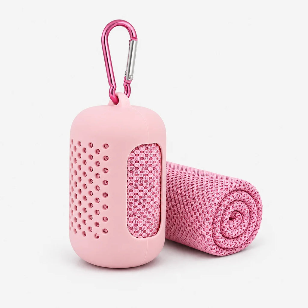 1PC Mini Cooling Towel in Silicone Case Portable Sports Gym Towel Quick Dry Microfiber Towel for Backpack Running Hiking