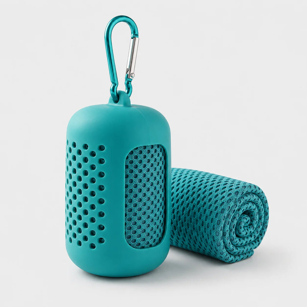 1PC Mini Cooling Towel in Silicone Case Portable Sports Gym Towel Quick Dry Microfiber Towel for Backpack Running Hiking