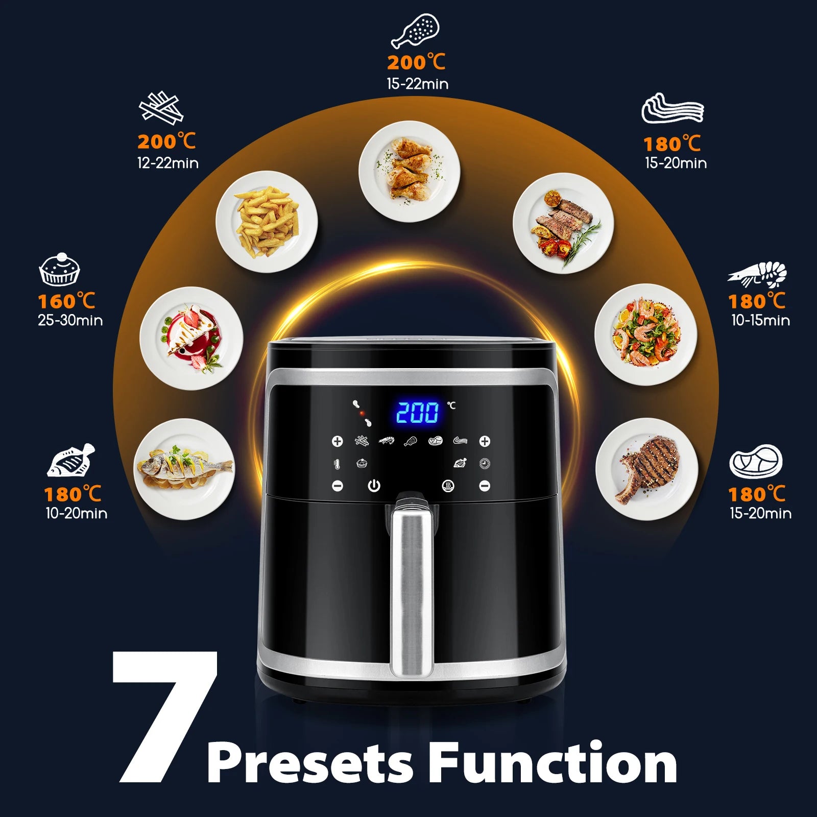 Opiekacz Aigostar Cube Fat-free fryer 7 programs Air Fryer 1900W 7L