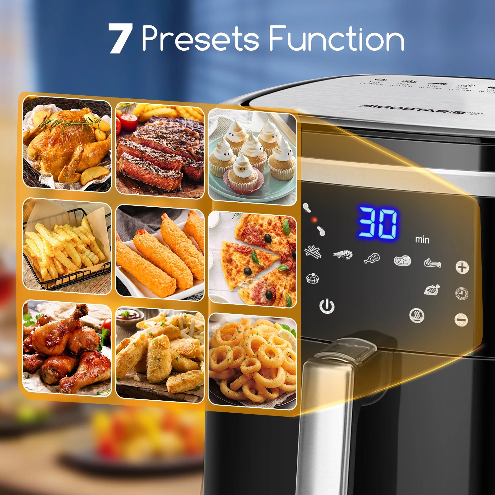 Opiekacz Aigostar Cube Fat-free fryer 7 programs Air Fryer 1900W 7L
