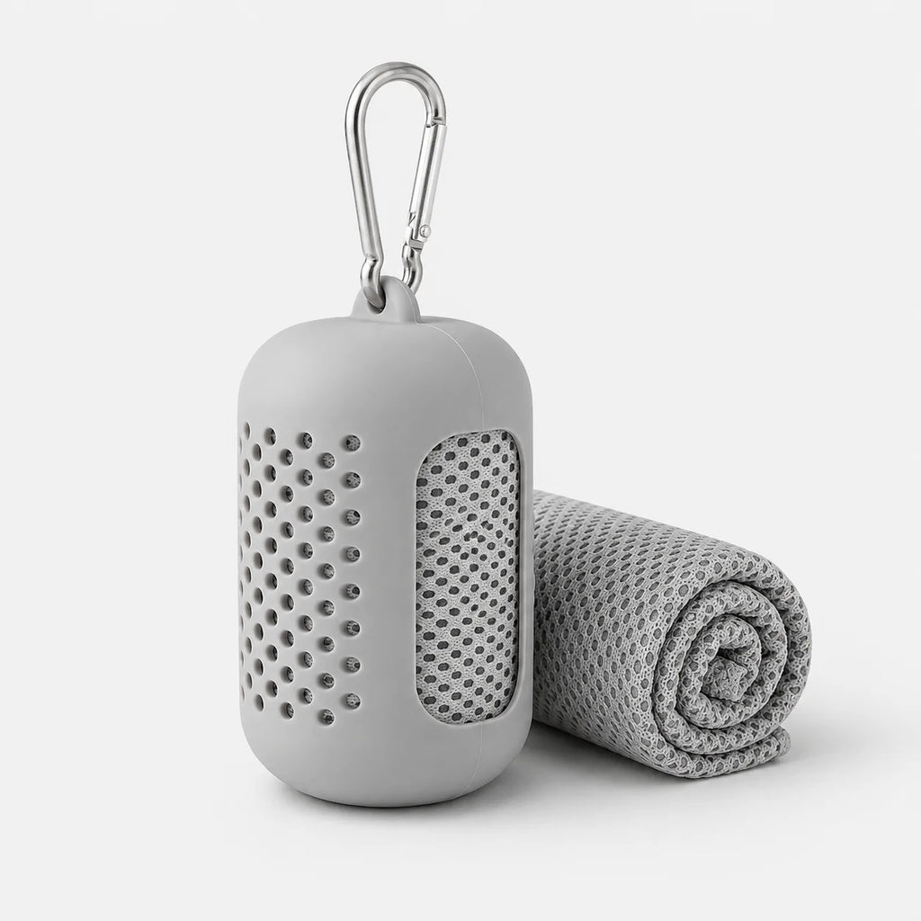 1PC Mini Cooling Towel in Silicone Case Portable Sports Gym Towel Quick Dry Microfiber Towel for Backpack Running Hiking
