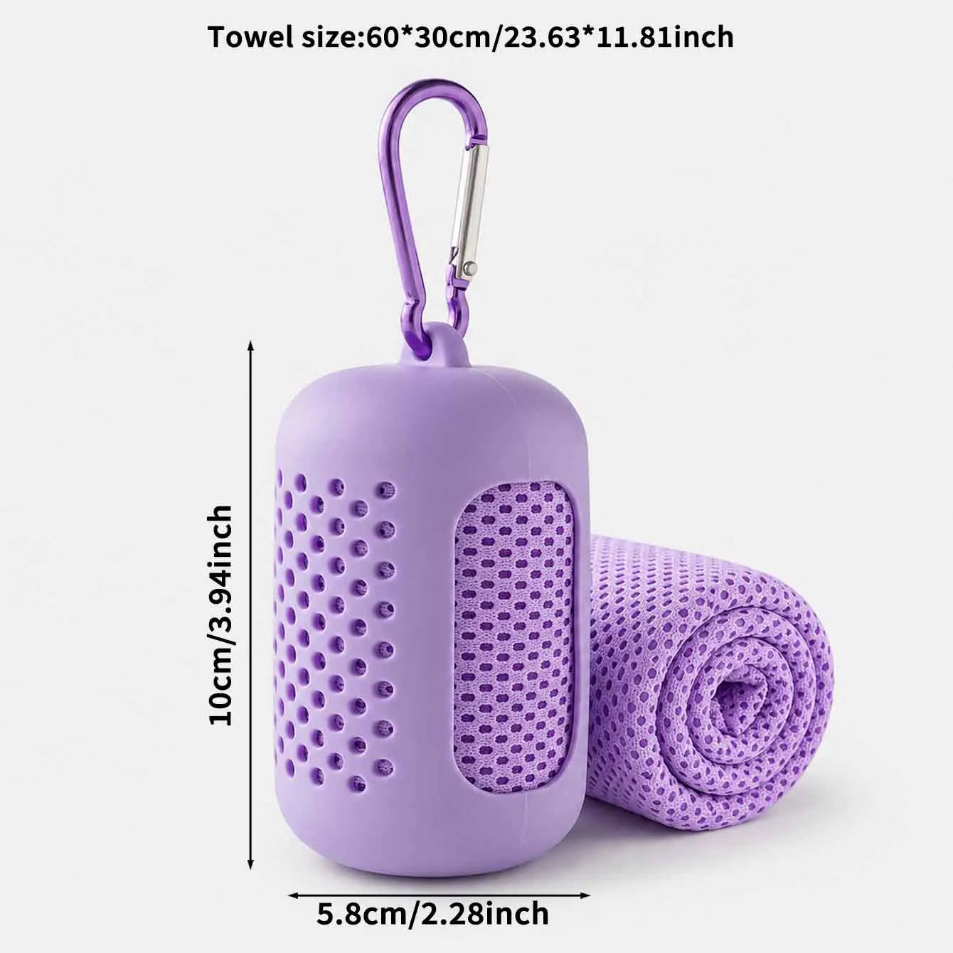 1PC Mini Cooling Towel in Silicone Case Portable Sports Gym Towel Quick Dry Microfiber Towel for Backpack Running Hiking